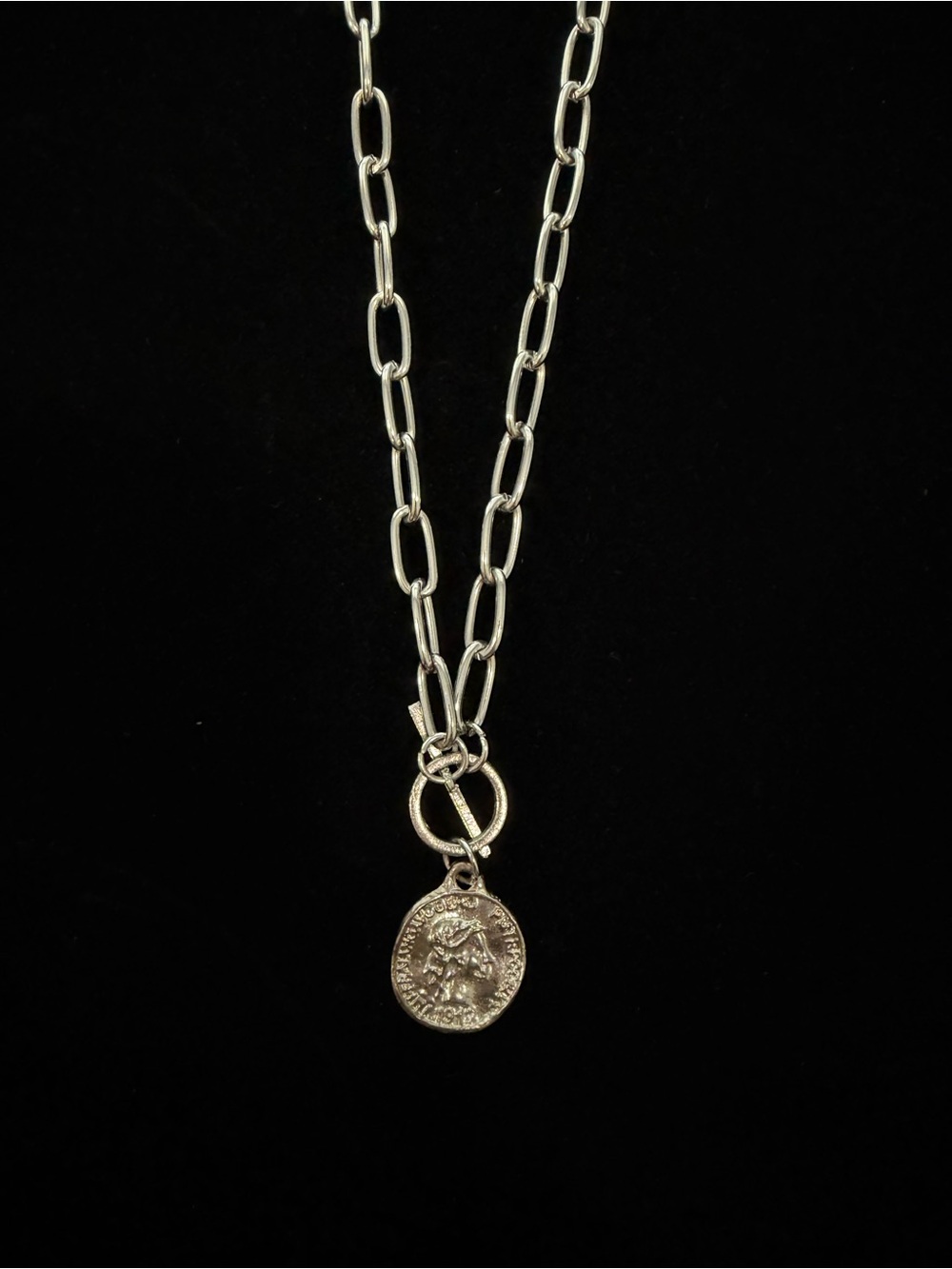 Silver Pendant Coin Chain Necklace - Women's Fashion Jewelry